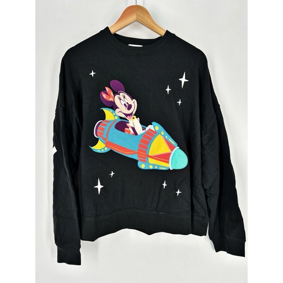 Walt Disney World Sweater  Top XL Black Minnie Mouse Play In The Park Astro  NWT - Picture 1 of 7